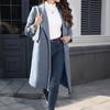 Women's Casual Long-Sleeved V-Neck Single-Button Solid Colour Wool Coat
