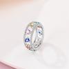 New 100% 925 Silver Fashion Sunflower Sun Moon Wide Rings Classic Heart-Shaped Crown Female Rings Elegant Party Jewelry
