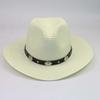 Men's Hat Summer Outdoor Sun Hat Big Edge Curled Western Cowboy Hat Mountaineering Sun Protection Hat Silver Belt Top Hat