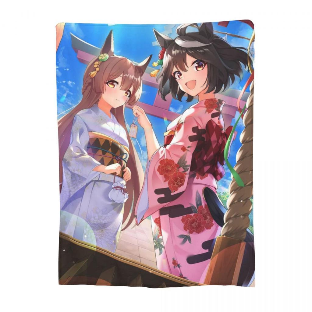 Anime Uma Musume Pretty Derby Blanket Flannel Spring Autumn Multifunction Lightweight Throw Blankets for Bedding Office Quilt
