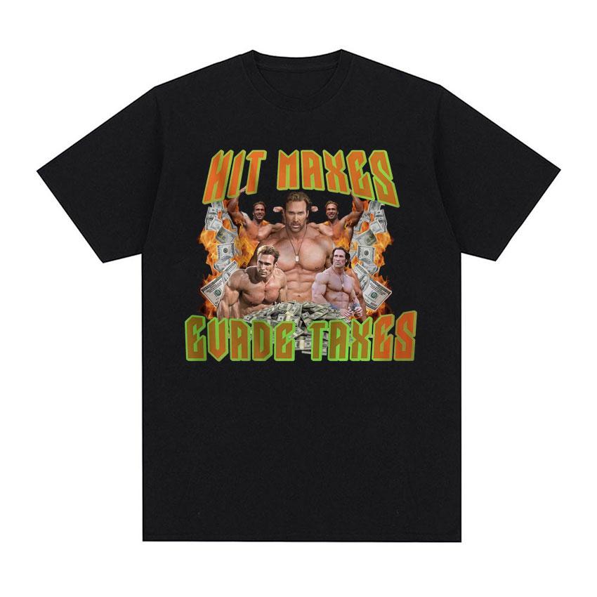 Hit Maxes Steuern Hinterziehen Meme T-Shirt für Männer Frauen Lustige Waschbär Grafik T-Shirts Herrenmode Retro Übergroßes T-Shirt Streetwear