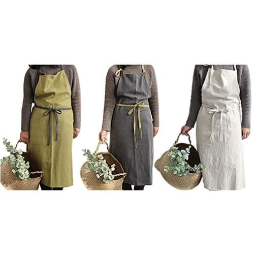 Sverkill Linen Apron, Simple, Nordic Style, Solid Color, Cafe Apron, Women's and Men's, Natural Color, Long Length, Kitchen, Cafe, Restaurant, Florist