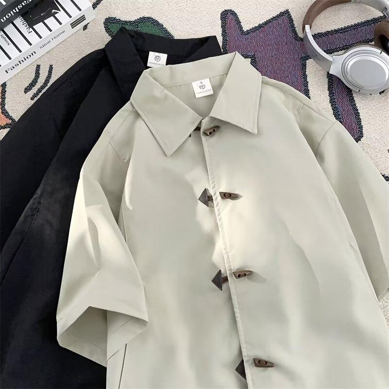 

Мужская рубашка с короткими рукавами, дизайнерская, нишевая, летняя, трендовая, универсальная, красивая, повседневная 2XL хаки