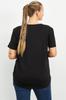 Women's Style Big Size T-Shirt Black Sprinkled Stone T-Shirt