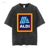 Neues ALDI Supermarkt Lebensmittelgeschäft Logo T-Shirt Lustig Größe S bis 5XL Vintage Gewaschene Mode Atmungsaktiv Stilvoll Lässig homme