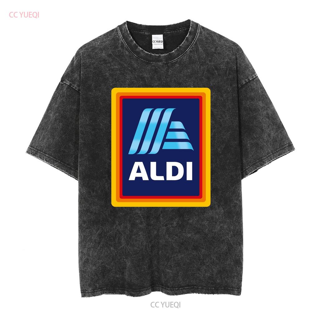 Neues ALDI Supermarkt Lebensmittelgeschäft Logo T-Shirt Lustig Größe S bis 5XL Vintage Gewaschene Mode Atmungsaktiv Stilvoll Lässig homme