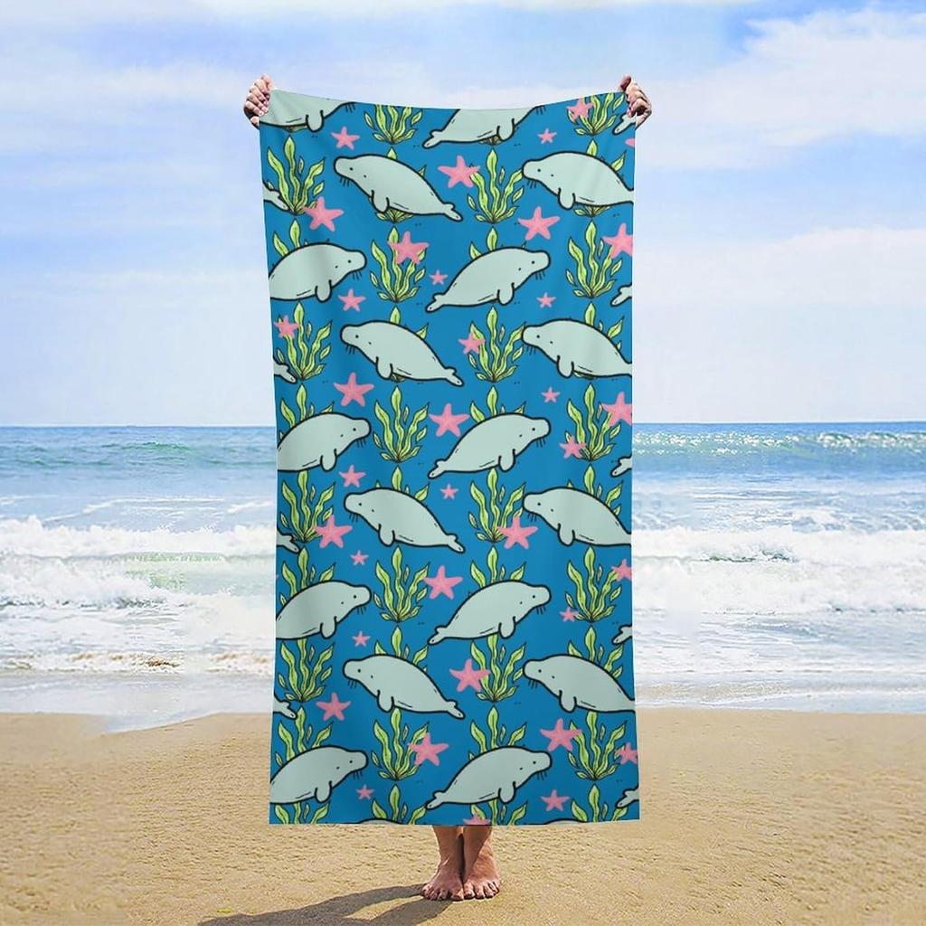Day of The Dead Kitty Cat Sugar Skull Beach Towel, Cute Oversized Quick Dry Absorbent, Sand Free Lightweight Travel Pool Mat