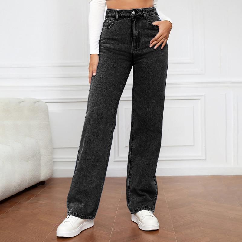 

Женские джинсы с высокой талией, длинные модные прямые брюки сто моделей S чёрный