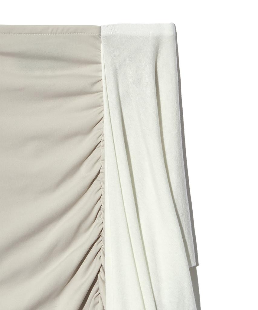 Peace Maker Ts Tiered Shirring Skirt (Beige)