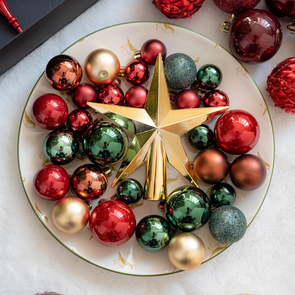 New Berry Red Lotus Leaf Green Christmas Balls for Christmas Decorations - Christmas Tree Hangers for Arrangement