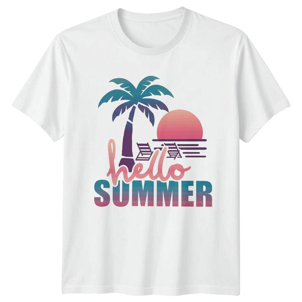 Hello Summer Beach Travel Unisexs TShirt Unisexs Tee Graphic Unisex Top