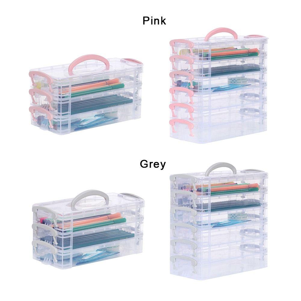 6Layer Detachable Storage Boxes Paintbrush Box Watercolor Pen Storage Case Large Capacity Multi-Function Stationery Organizer School Supplies