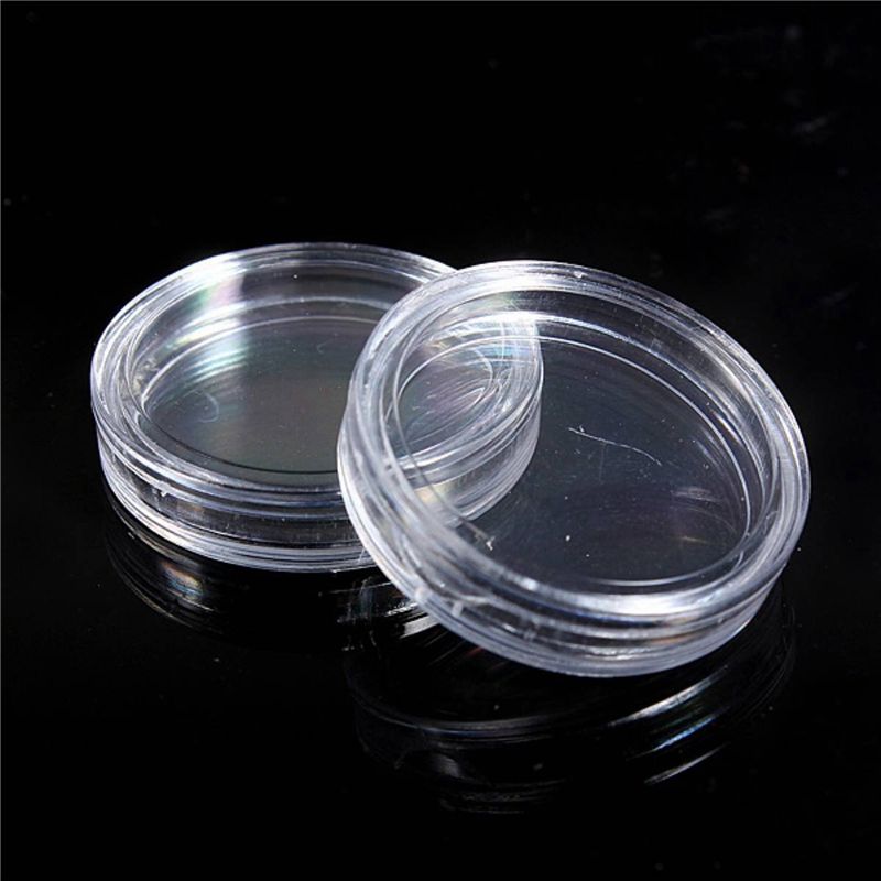 A84X-60 Pcs Small Round Transparent Plastic Coin Capsules Box 38Mm