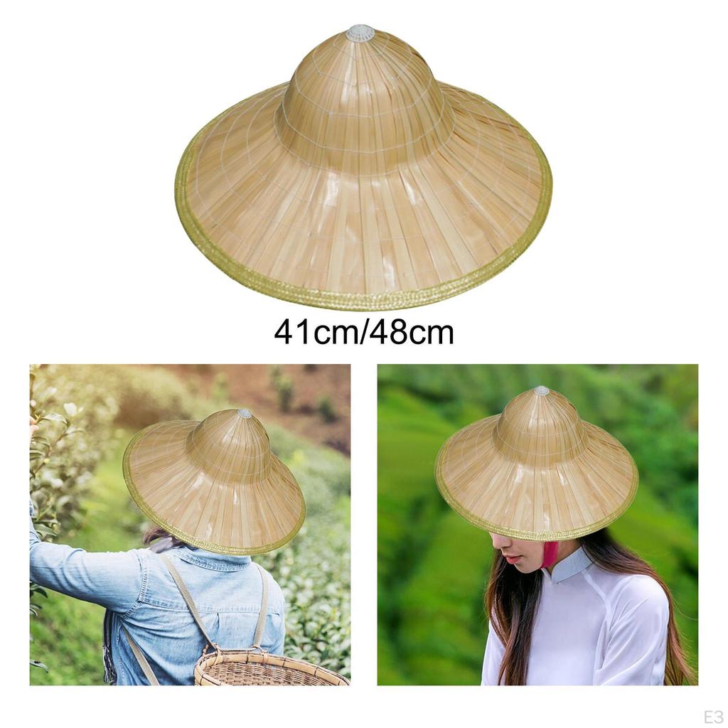 Bamboo Braided Hat Asian for Outdoor Farming Garden Summer