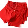 [Pure Cotton Hongyun] Lucky Year Underwear for Men, Bright Red Antibacterial Boxer Briefs, Horse Year Festive Shorts