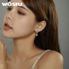 WOSTU Real 925 Sterling Silver Earrings Shining CZ Wheat Pearl Hoop Earrings Earrings For Women Friendship Jewelry CTE446