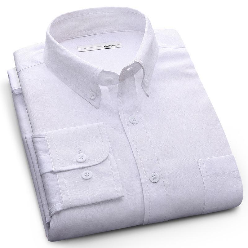 

Long Sleeve Men Dress Shirt Fashion High Quality Solid Casual Shirts Business Shirts Brand Clothing 2XL Asian 180CM 82KG
