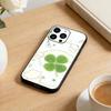 2026-Four-leaf clover Phone Case For iPhone 17 16 15 14 13 12 Max Plus Silicone Black Cover