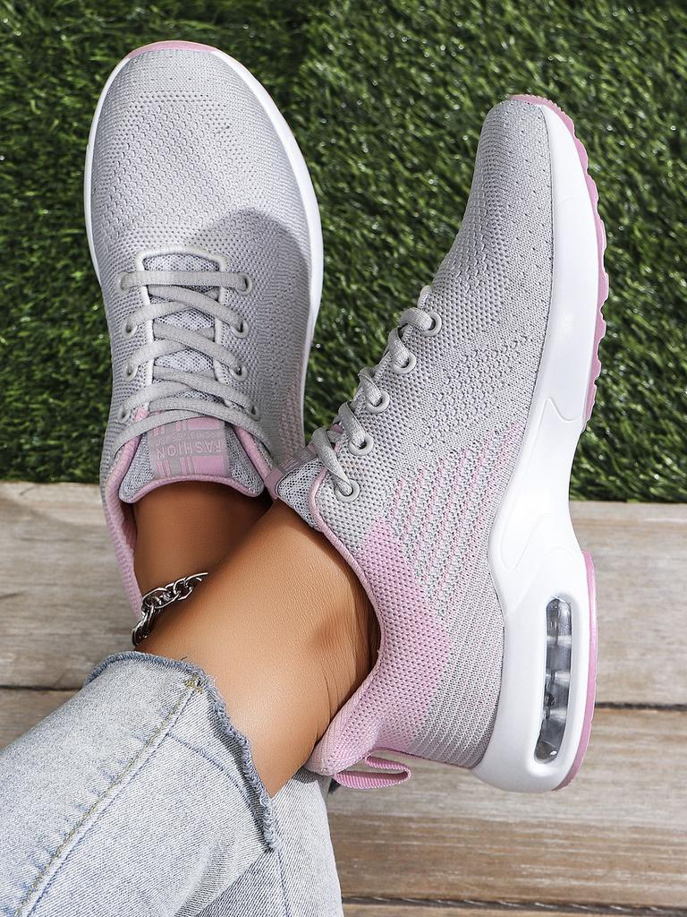 Women's Breathable Mesh Sneakers Fashion Air-cushion Running Sports Shoes Ladies Knitted Jogging Walking Shoes Anti-slip