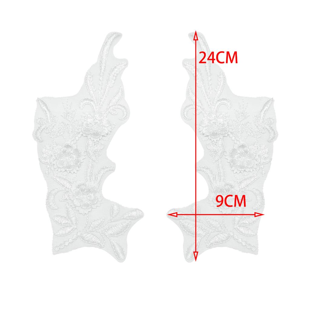 Cloth Sticker Flower Clothing Accessories Lace Applique, White Three-Dimensional Embroidery Pair Of Flowers Diy Handmade Jewelry Accessories