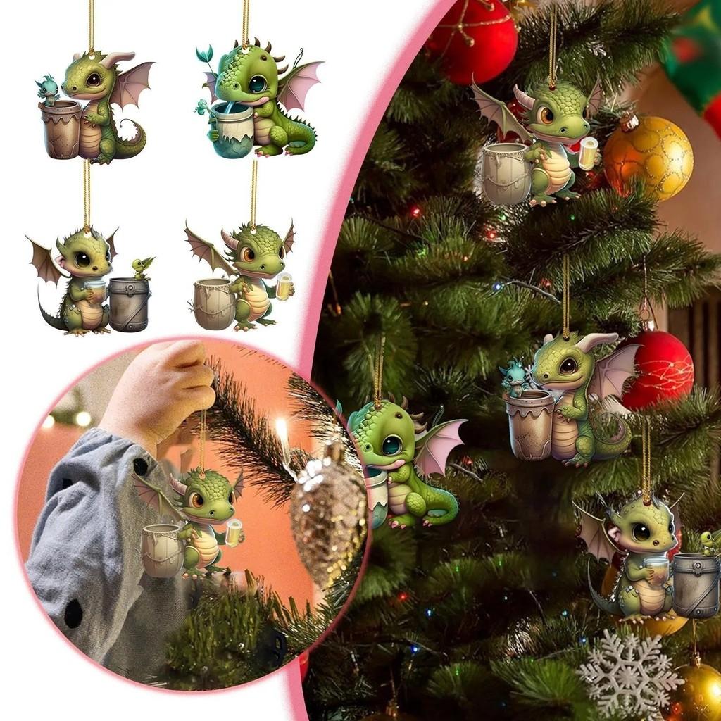 Adorable Cartoon Dragon Acrylic Car Ornament For Festive Holiday Decor And Gifts