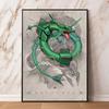 Pokemon Gyarados and Koi Leaping Dragon Gate Decorative Painting Traditional Art - Style Mural Unique Gift for Anime Lovers