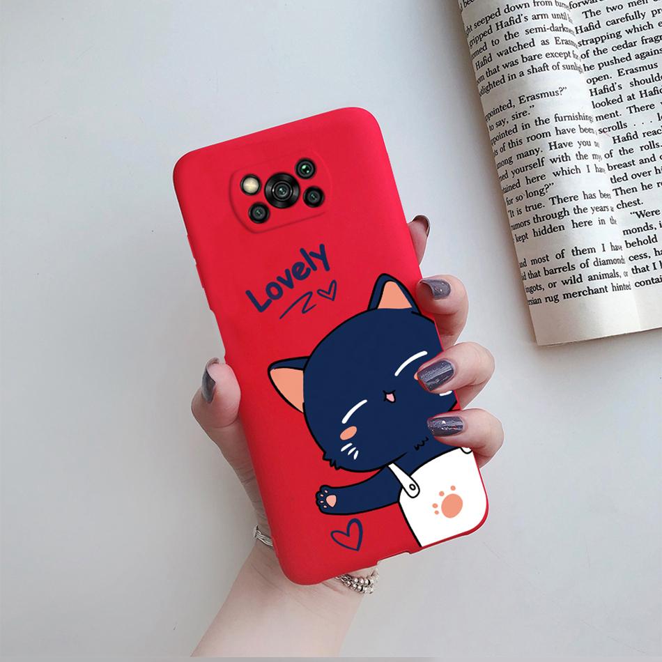 Cute Cartoon Cat Case For Poco X3 Pro Pocox3 X 3 NFC Back Cover Soft Silicone Matte Protective Funda For Xiaomi Poco X3 Pro Bag
