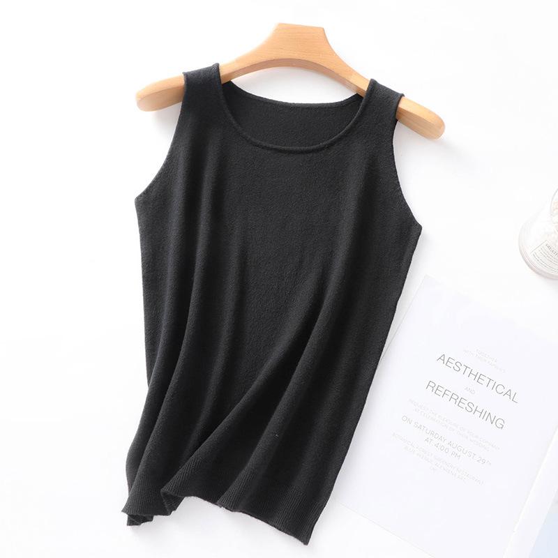 Women's Round Neck Sleeveless Sweater: New Autumn/Winter Knit Top, Versatile Slim Fit Vest for Layering.