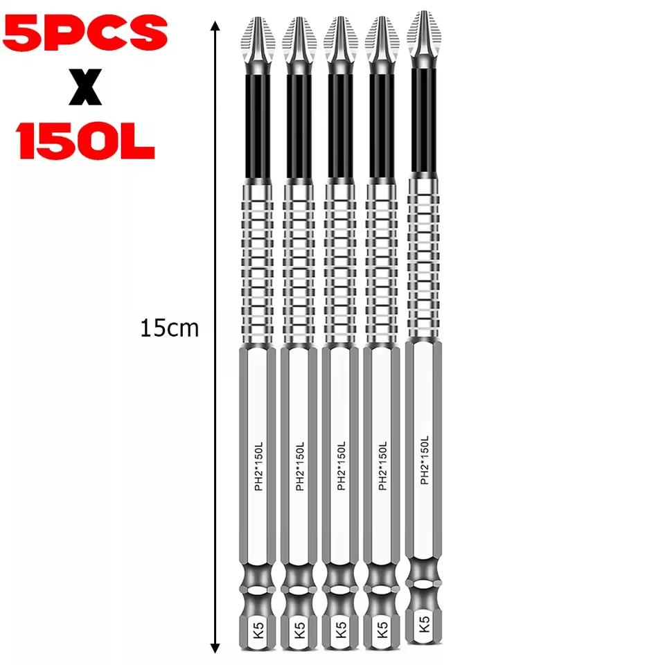 K5 Anti slip Screwdriver Head S2 Strong Magnetic 5A Black Cross Screwdriver Head Hand Drill Electric Screwdriver