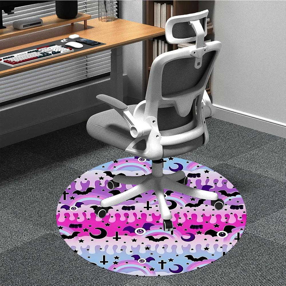 1pc Gothic Bat Office Round Rug, Non-slip, Soft and Durable Office Rug for Interior Decoration, Perfect for Office,Decoration yy260204049
