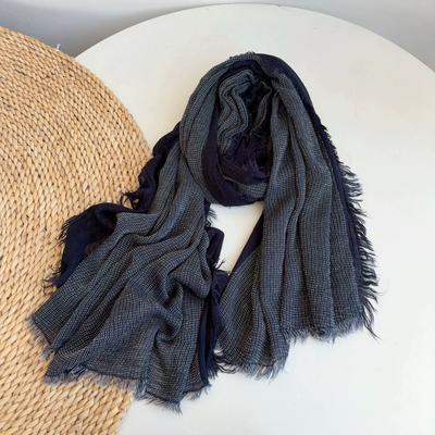 Vintage Unisex Cotton Scarf Light Luxury Head Scarves Autumn Vertical Stripe Fringe Scarves