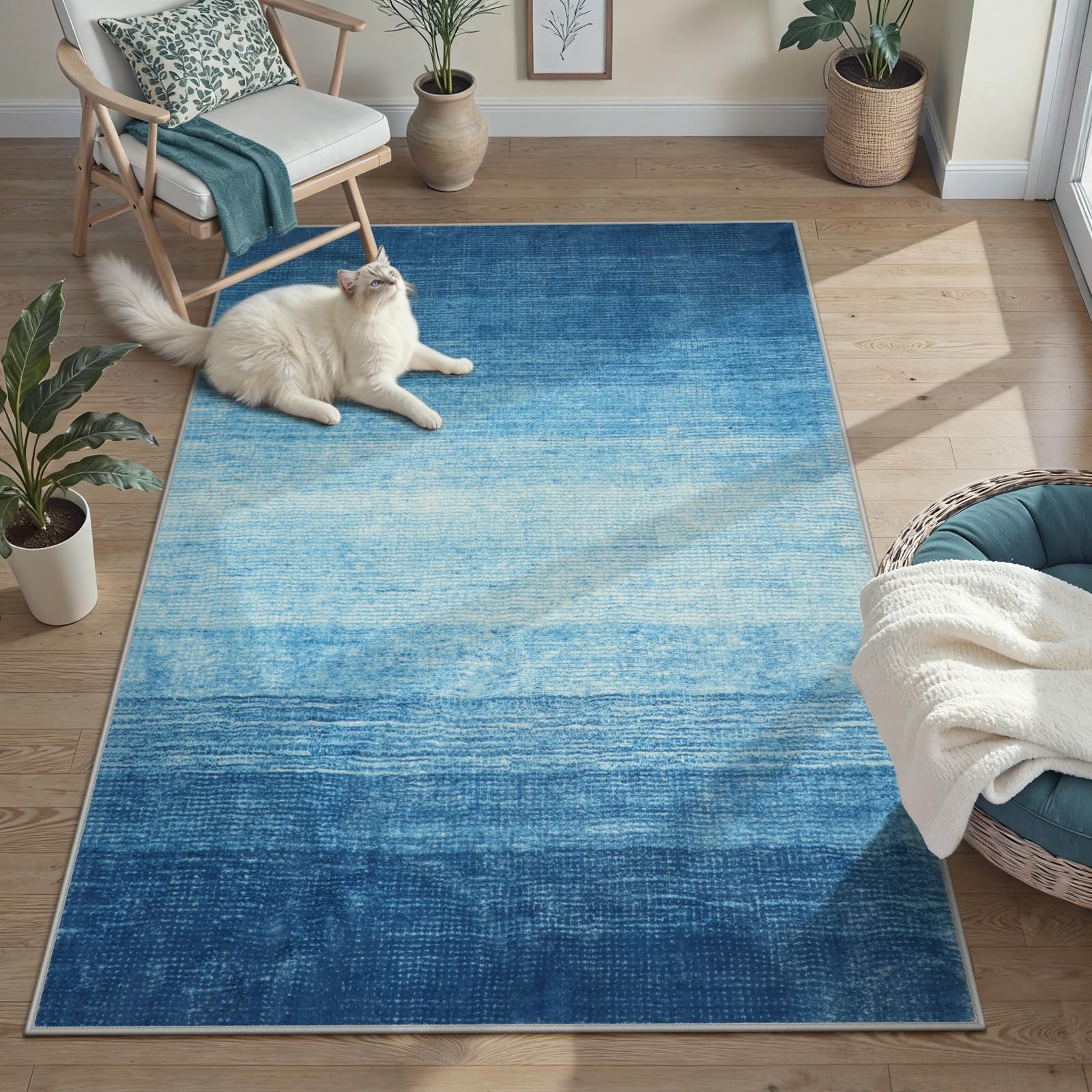 Rainbow Gradient Runner Rug Multicolor Textured