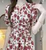 2026 Plus Size French V-neck High-waisted Print Dress - Elegant Slimming Summer Style for Women