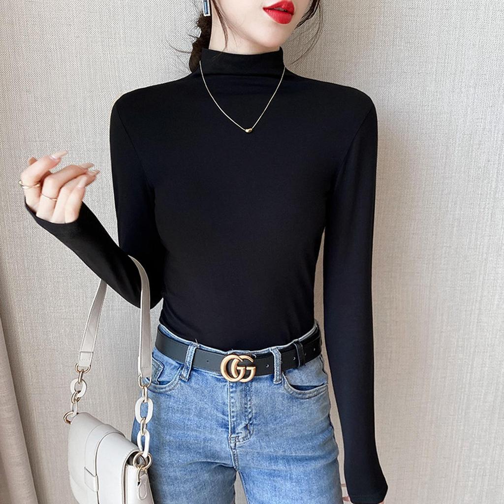 Women's Long-Sleeve Slim-Fit Brushed Fleece Base Layer T-shirt