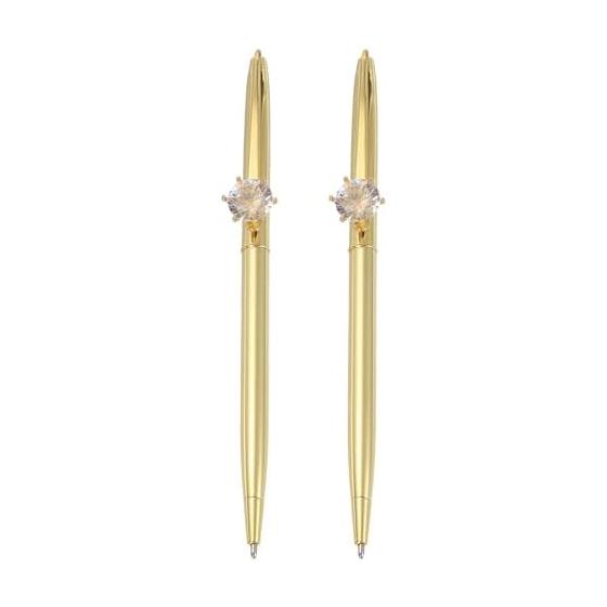PATIKIL 2pcs Black Ink Ballpoint Pens, Crystal Diamond Twist Metal Pens 1.0mm Medium Point, Gold for Notes, Journaling, Gifts, Office
