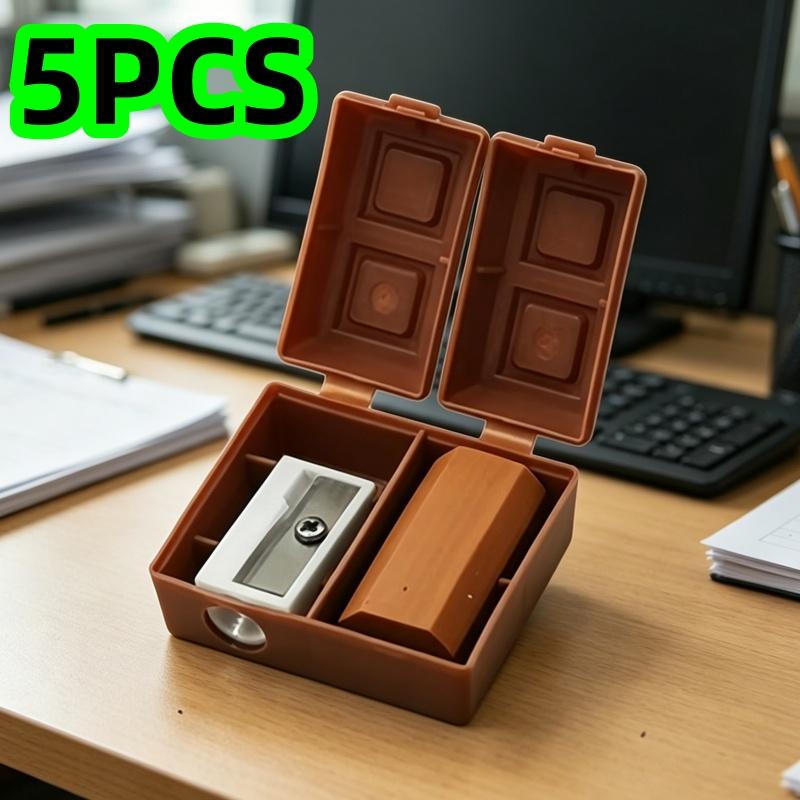 

5-Piece Chocolate-Shaped Color Pencil Sharpener and Eraser Set Suitable for Students and Office Use, a Great Holiday Gift, Essential for Study and