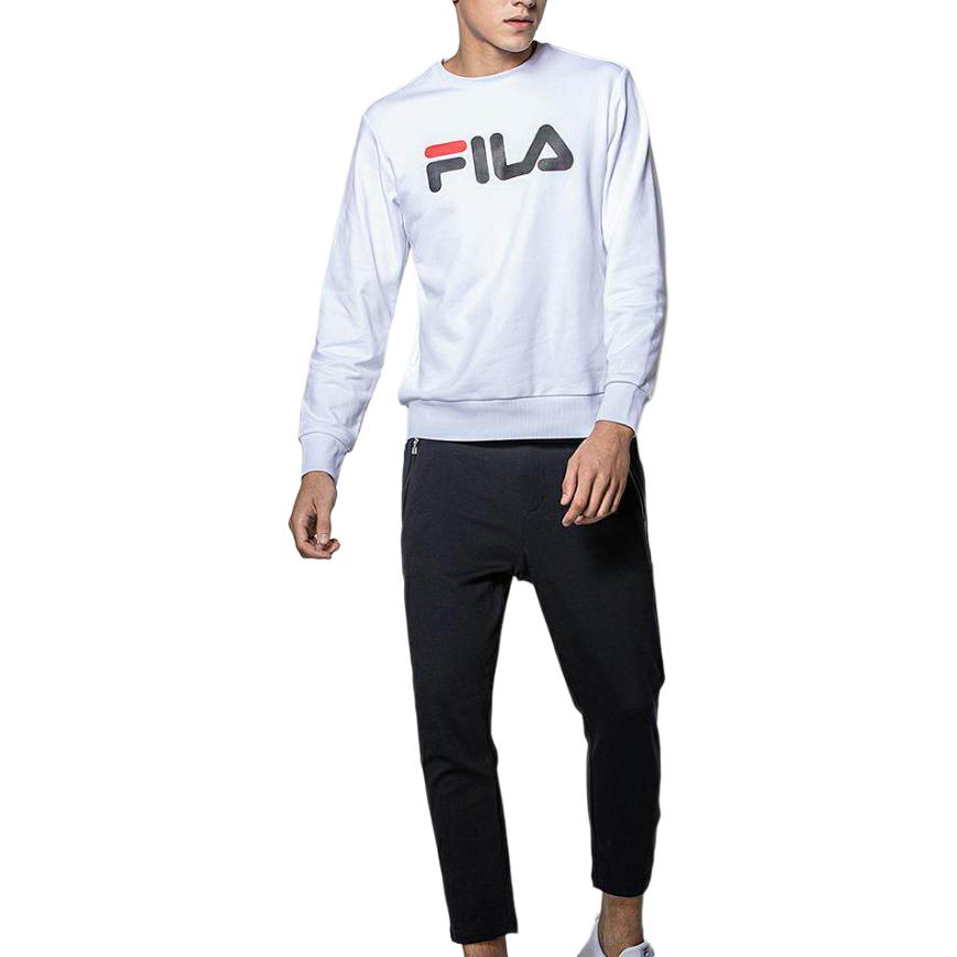 Fila Felpa Girocollo Manica Lunga Logo Lettera Sportiva Casual Vintage Americana Unisex Bianca F51U144231FWT
