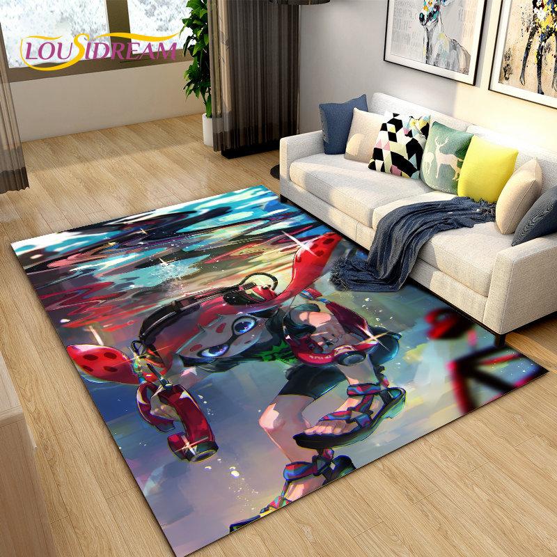 PC Splatoon, Game Gamer Cartoon Bereich Teppich, Teppich Teppich für Wohnzimmer Schlafzimmer Sofa Fußmatte Dekoration, Kinder spielen rutschfeste Bodenmatte