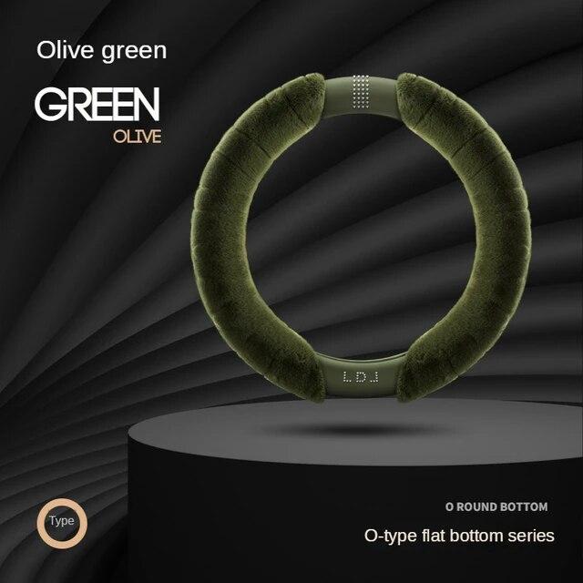 Luxury Plush Steering Wheel Cover Diamond Universal 15 Inch Handle Cover Winter M Fur Car Steering Cover Fashion D Shape Ring