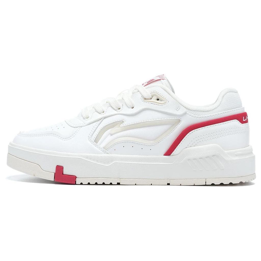 Li Ning Trendy Abrasion Resistant Breathable Low top Skateboard Shoes Women's White Red AGCT010-1