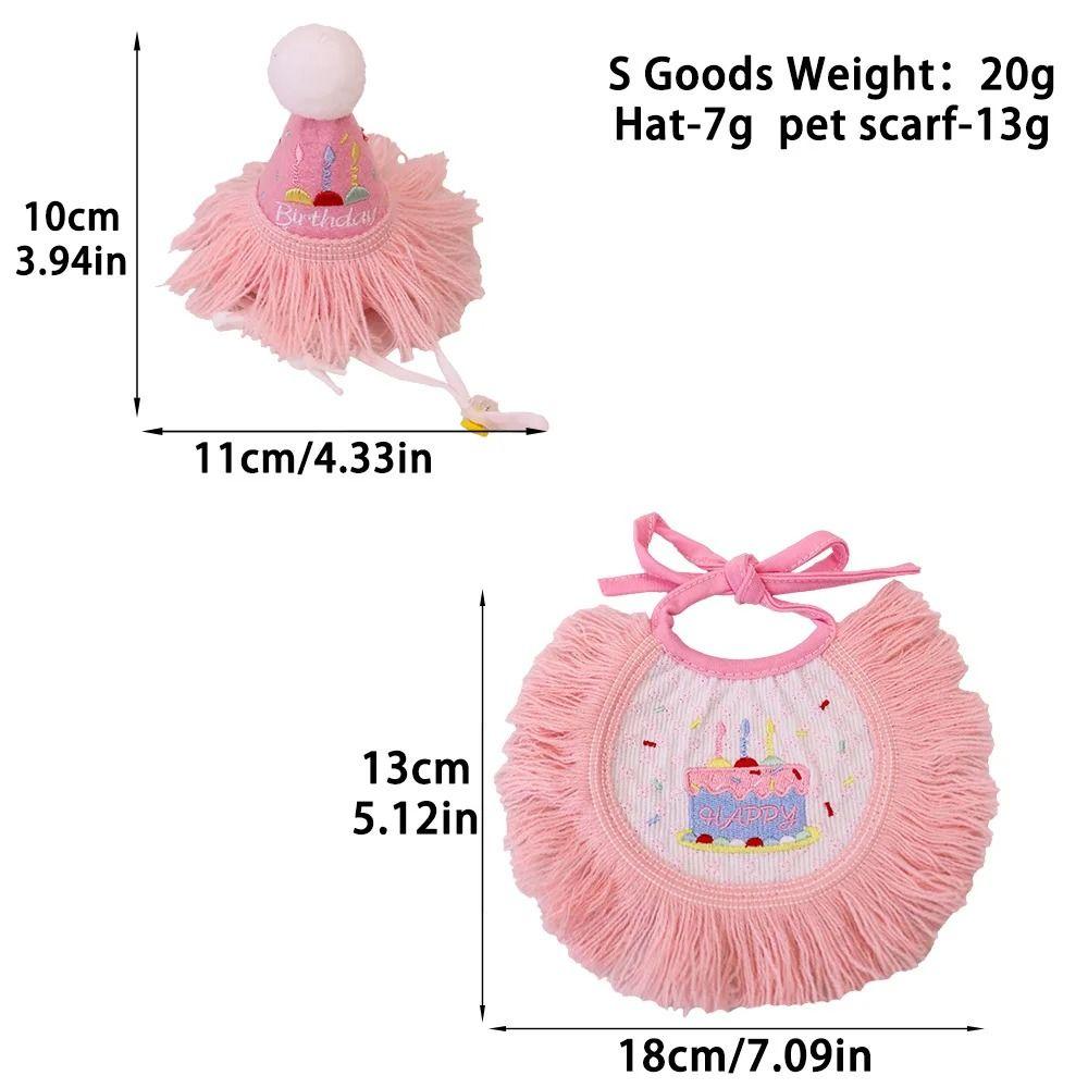 Double-sided Pattern Pet Scarf Anti-saliva Polyester Pet Tassel Party Scarf Tassel Design Birthday Celebration Atmosphere