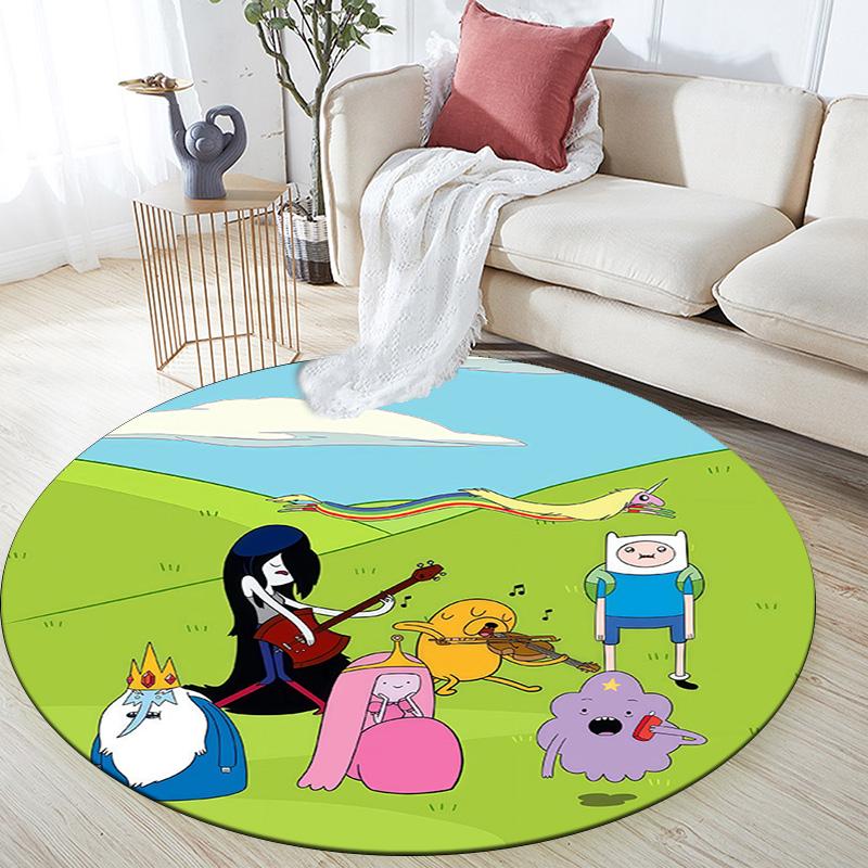 Adventure Time2 Round Area Rug,Carpet Rug for Living Room Bedroom Sofa Playroom Decor,Non-slip Floor Mat
