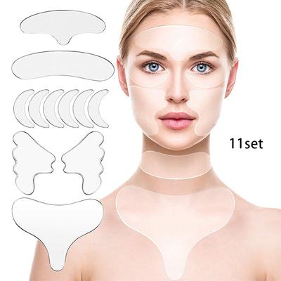 Parches antiarrugas de silicona para la frente, ojos y rostro, almohadillas de elevación facial, 11/16 unidades