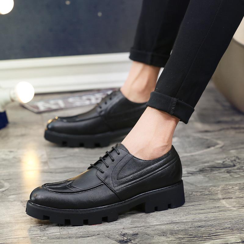 Fashionable Thick Soled Height Increasing Men's Brogue Shoes Versatile High-end Business Dress Shoes for Men's Workwear Shoes