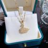 Fashion Full Crystal Cartoon Swan Pendant Necklace for Women Charm Gold Color Stainless Steel Zircon Chokers Jewelry
