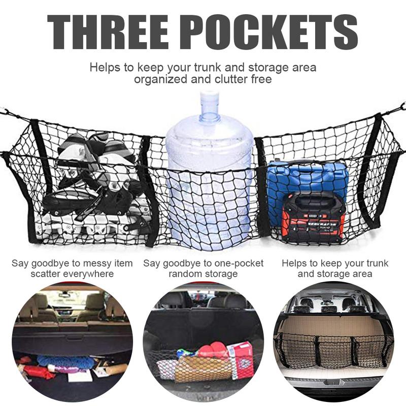 Universal Car Accessories Pickup Trucks Car Trunk Net Bag Three Grid Luggage Three-Dimensional Net