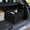 Car Cargo Container for Trunk Storage, 30L Foldable Fabric Bin with Recessed Side Handles for Grouping Loose Grocery and Travel Items, Black