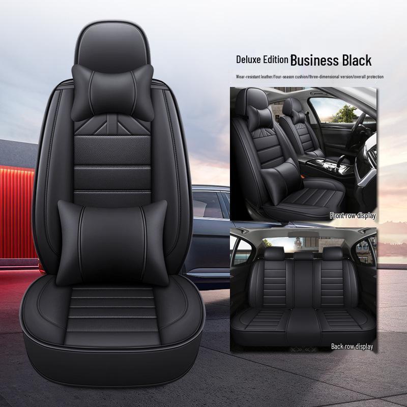 All-Season Universal Leather Car Seat Cushions - Full Coverage for Five-Seater