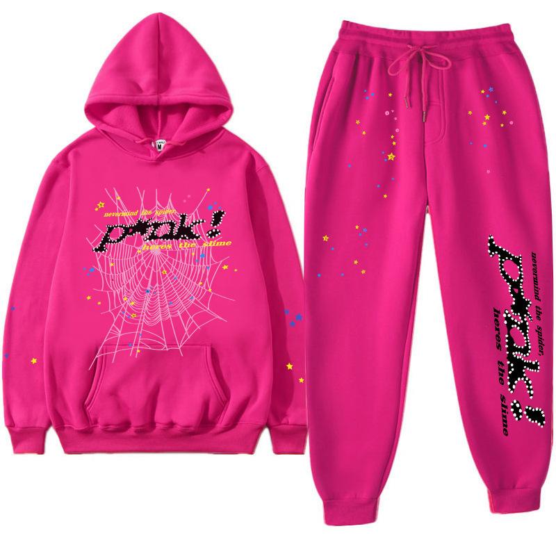 European and American Trendy Hip-hop Singer Letter Sp5der Printed Couple Sweater Men's and Women's Hoodies Sweatshirt Set