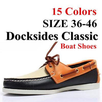 Plus Größe 36-46 Männer Echtes Leder Schuhe, Mode Docksides Klassische Bootsschuh, marke Design Wohnungen Loafers Für Männer Frauen A005